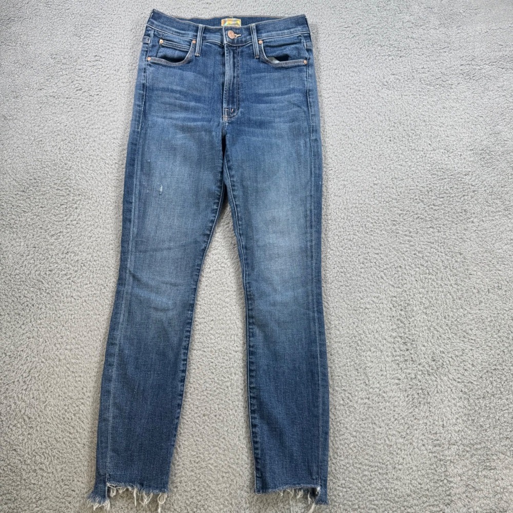 MOTHER‎ The Stunner Zip Two Step Fray Jeans Women's Size 26 Blue Denim